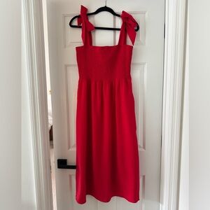 Listicle Red Pleated Midi Sundress